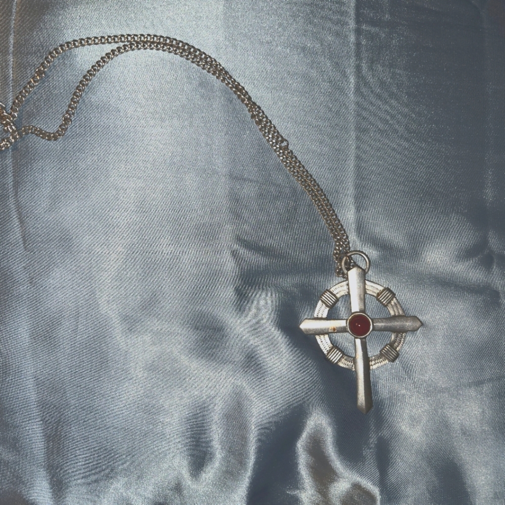 COPY - Robin Hood Robin of Locksley 3" Pewter Cross Pendant and Chain 28" Excel…